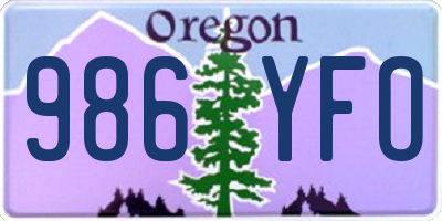 OR license plate 986YFO
