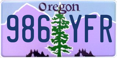 OR license plate 986YFR