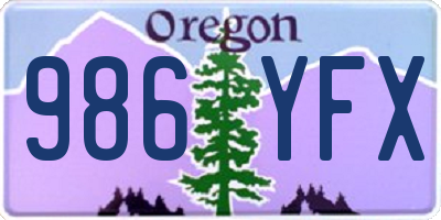 OR license plate 986YFX