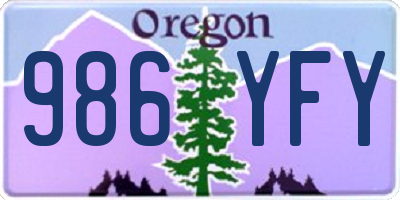 OR license plate 986YFY