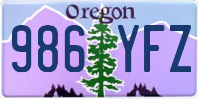 OR license plate 986YFZ