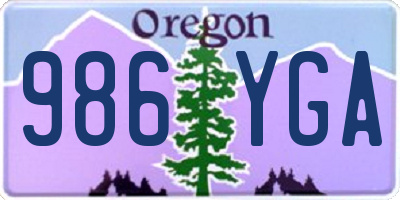 OR license plate 986YGA