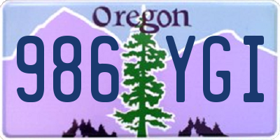 OR license plate 986YGI