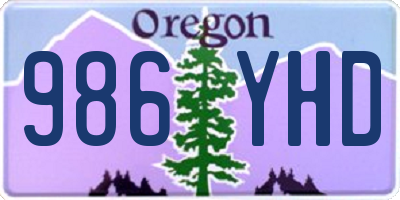 OR license plate 986YHD