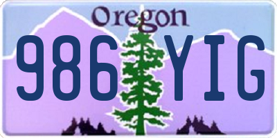 OR license plate 986YIG