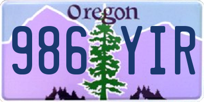 OR license plate 986YIR