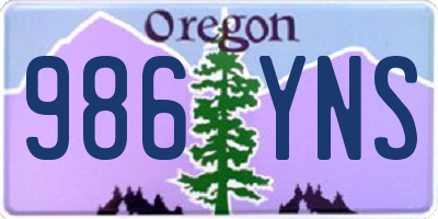 OR license plate 986YNS