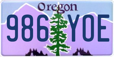 OR license plate 986YOE
