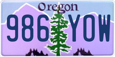 OR license plate 986YOW