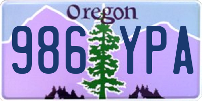 OR license plate 986YPA