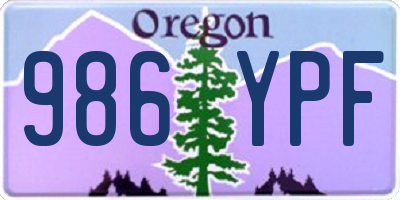 OR license plate 986YPF