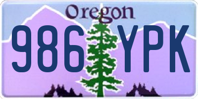 OR license plate 986YPK