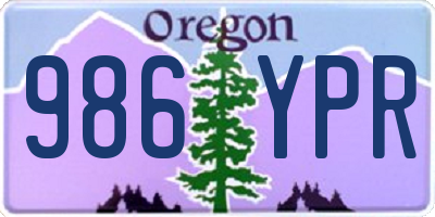 OR license plate 986YPR