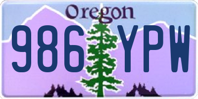 OR license plate 986YPW