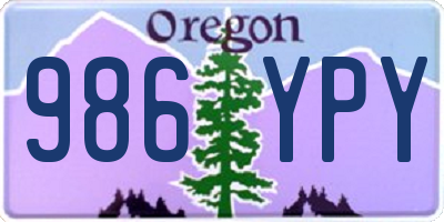 OR license plate 986YPY