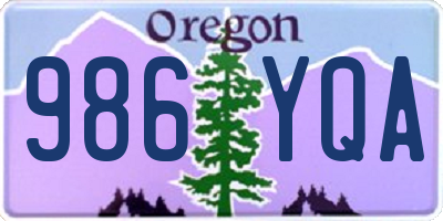 OR license plate 986YQA