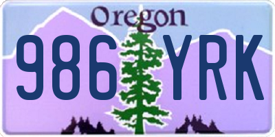 OR license plate 986YRK