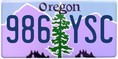 OR license plate 986YSC