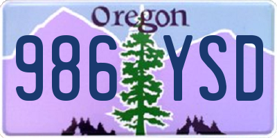 OR license plate 986YSD