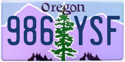 OR license plate 986YSF