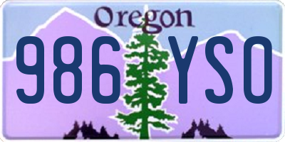 OR license plate 986YSO