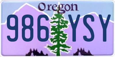 OR license plate 986YSY