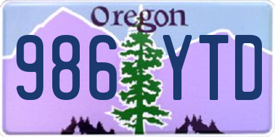 OR license plate 986YTD