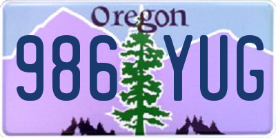 OR license plate 986YUG