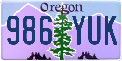 OR license plate 986YUK