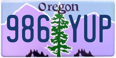 OR license plate 986YUP