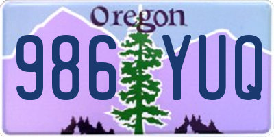 OR license plate 986YUQ