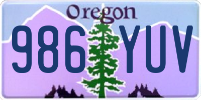 OR license plate 986YUV