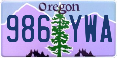 OR license plate 986YWA