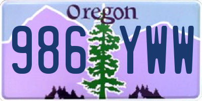 OR license plate 986YWW