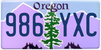 OR license plate 986YXC