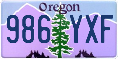OR license plate 986YXF