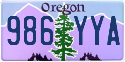 OR license plate 986YYA