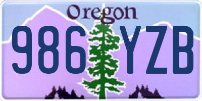 OR license plate 986YZB