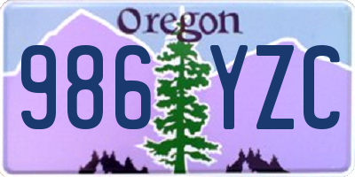 OR license plate 986YZC