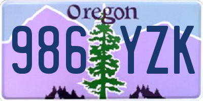 OR license plate 986YZK