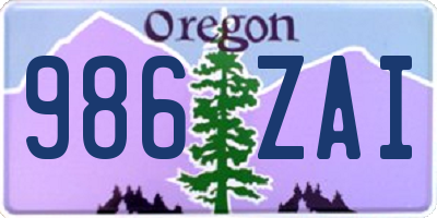OR license plate 986ZAI