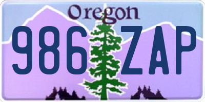 OR license plate 986ZAP