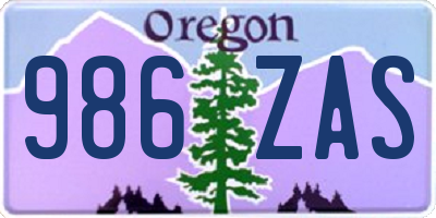 OR license plate 986ZAS