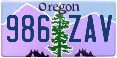 OR license plate 986ZAV