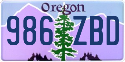 OR license plate 986ZBD