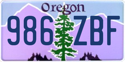 OR license plate 986ZBF