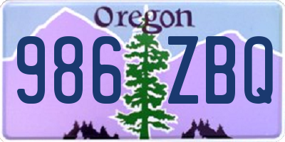 OR license plate 986ZBQ