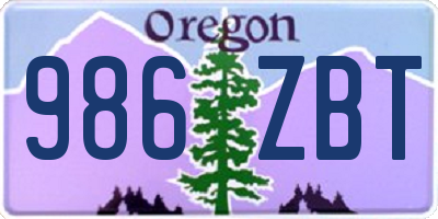 OR license plate 986ZBT