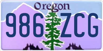 OR license plate 986ZCG