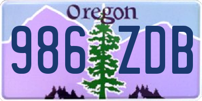 OR license plate 986ZDB